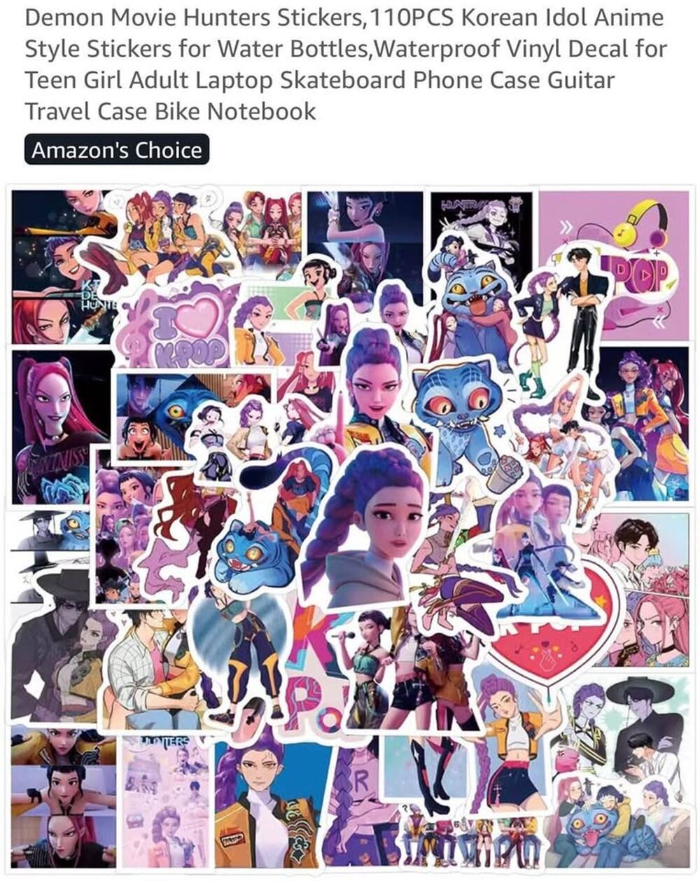Demon Movie Hunters Stickers, 110PCS Korean Idol Anime Style Stickers